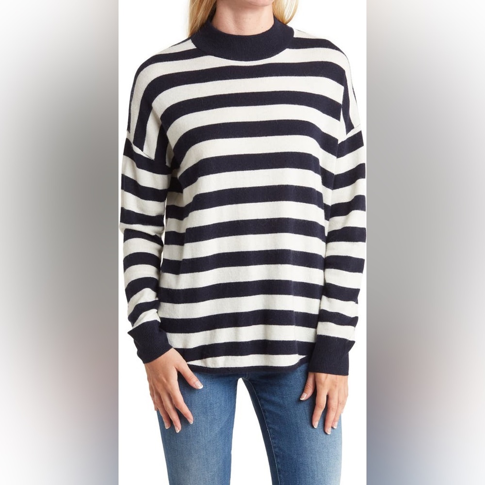 Madewell Ashbury Kelsey Stripe Mock Neck Sweater Women’s size Small